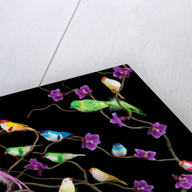 Fake birds on branches by Assaf Frank